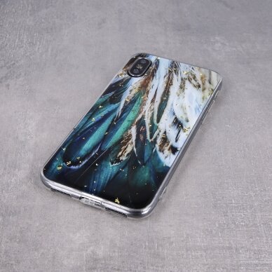 Samsung A51 Gold Glam Feathers nugarėlė 6