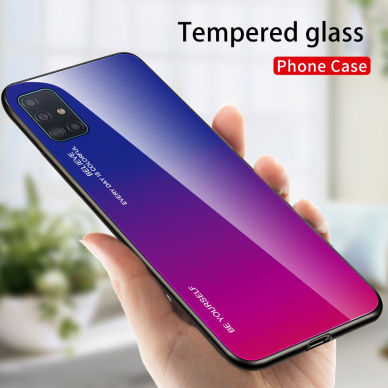 Samsung A51 mėlyna+rožinė Tracy GLASS nugarėlė 1