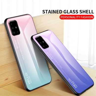 Samsung A51 rožinė+mėta Tracy GLASS nugarėlė 2