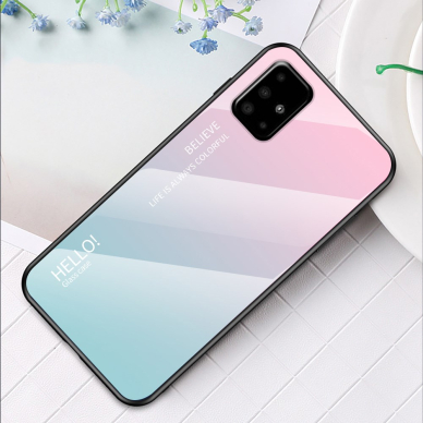 Samsung A51 rožinė+mėta Tracy GLASS nugarėlė