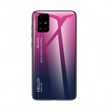 Samsung A51 rožinė+tamsiai mėlyna Tracy GLASS nugarėlė 1