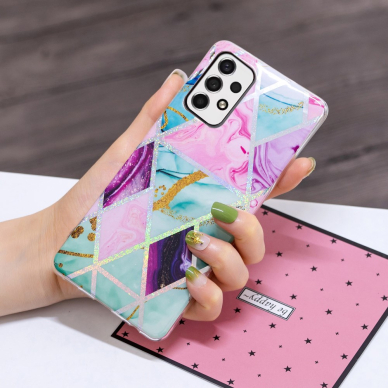 Samsung A53 5G Tracy nugarėlė Geometric cosmos Green/Pink 2