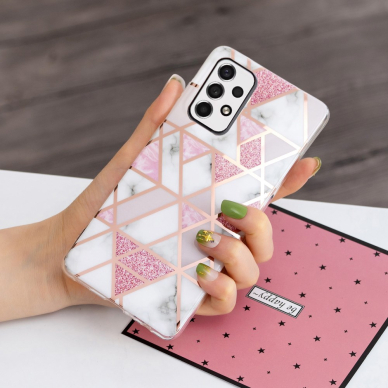 Samsung A53 5G Tracy nugarėlė Geometric marble Pink/White 2