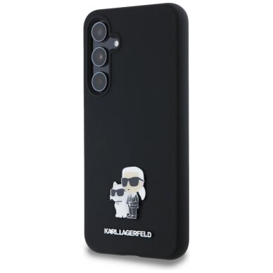 Samsung A55 5G black Liquid Silicone Karl&Choupette Metal Pin KARL LAGERFELD nugarėlė 1