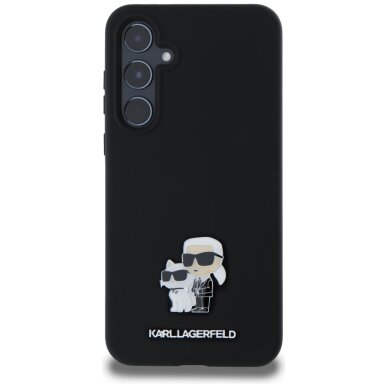 Samsung A55 5G black Liquid Silicone Karl&Choupette Metal Pin KARL LAGERFELD nugarėlė 2
