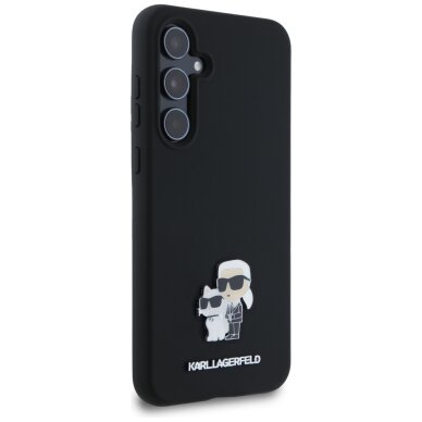 Samsung A55 5G black Liquid Silicone Karl&Choupette Metal Pin KARL LAGERFELD nugarėlė 3