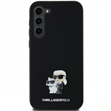 Samsung A55 5G black Liquid Silicone Karl&Choupette Metal Pin KARL LAGERFELD nugarėlė