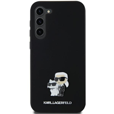 Samsung A55 5G black Liquid Silicone Karl&Choupette Metal Pin KARL LAGERFELD nugarėlė