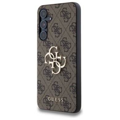 Samsung A55 5G brown PU Leather 4G Metal Logo GUESS nugarėlė 1