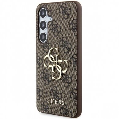 Samsung A55 5G brown PU Leather 4G Metal Logo GUESS nugarėlė 1