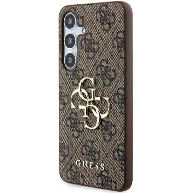 Samsung A55 5G brown PU Leather 4G Metal Logo GUESS nugarėlė 1