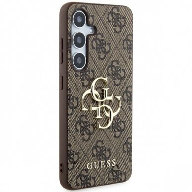 Samsung A55 5G brown PU Leather 4G Metal Logo GUESS nugarėlė 3
