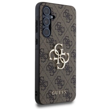 Samsung A55 5G brown PU Leather 4G Metal Logo GUESS nugarėlė 3