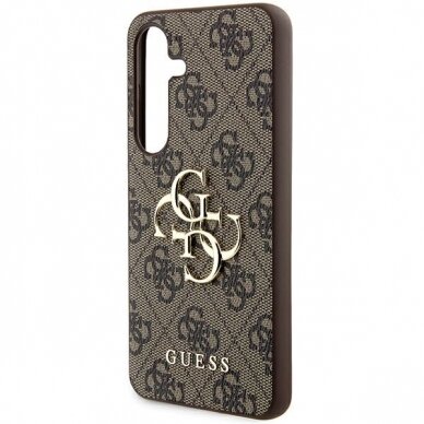 Samsung A55 5G brown PU Leather 4G Metal Logo GUESS nugarėlė 5