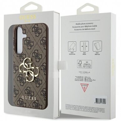 Samsung A55 5G brown PU Leather 4G Metal Logo GUESS nugarėlė 7