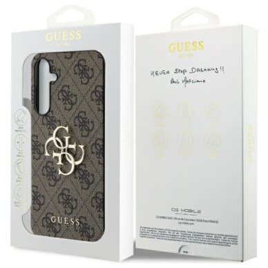 Samsung A55 5G brown PU Leather 4G Metal Logo GUESS nugarėlė 7