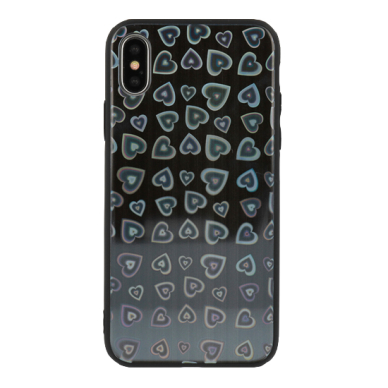 Samsung A7 2018 juoda HEART GLASS nugarėlė 1