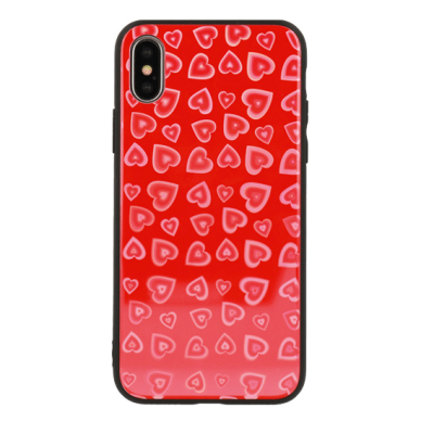 Samsung A7 2018 raudona HEART GLASS nugarėlė 3