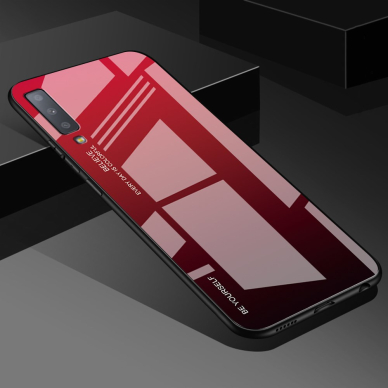 Samsung A7 2018 raudona tracy GLASS nugarėlė 4