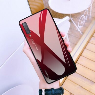 Samsung A7 2018 raudona tracy GLASS nugarėlė