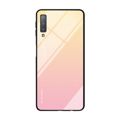 Samsung A7 2018 rausva tracy GLASS nugarėlė 1