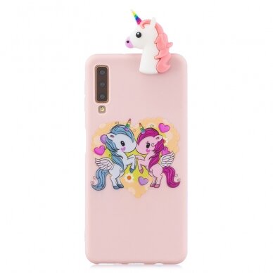 Samsung A7 2018 šviesiai rožinė nugarėlė Unicorn 4D 1