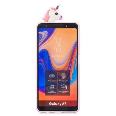 Samsung A7 2018 šviesiai rožinė nugarėlė Unicorn 4D 2
