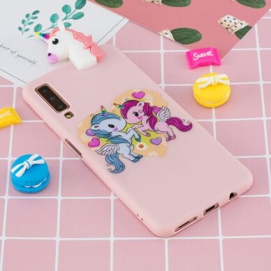 Samsung A7 2018 šviesiai rožinė nugarėlė Unicorn 4D 6