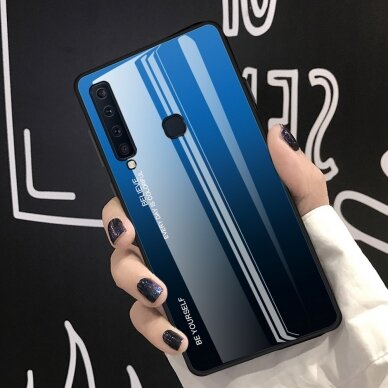 Samsung A9 2018 mėlyna+juoda tracy GLASS nugarėlė