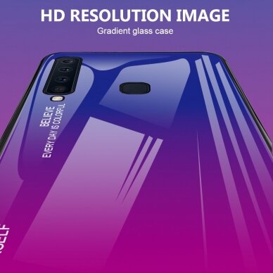 Samsung A9 2018 mėlyna+rožinė tracy GLASS nugarėlė 3