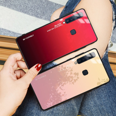 Samsung A9 2018 raudona tracy GLASS nugarėlė 4