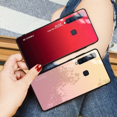 Samsung A9 2018 raudona tracy GLASS nugarėlė 4