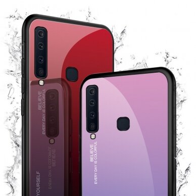 Samsung A9 2018 raudona tracy GLASS nugarėlė 5