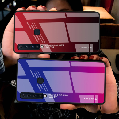 Samsung A9 2018 raudona tracy GLASS nugarėlė 6
