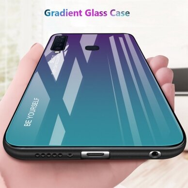 Samsung A9 2018 violetinė+mėlyna tracy GLASS nugarėlė 2