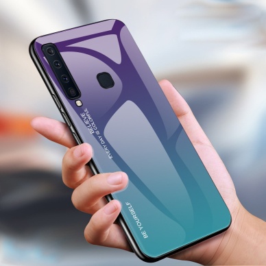 Samsung A9 2018 violetinė+mėlyna tracy GLASS nugarėlė