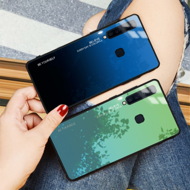 Samsung A9 2018 žalia+melsva tracy GLASS nugarėlė 2