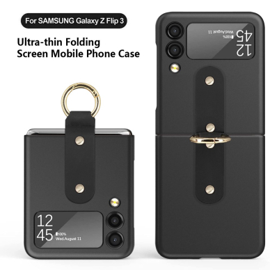 Samsung FLIP3 5G Tracy matte black plastikinė su žiedu nugarėlė 6