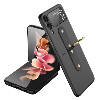 Samsung FLIP3 5G Tracy matte black plastikinė su žiedu nugarėlė