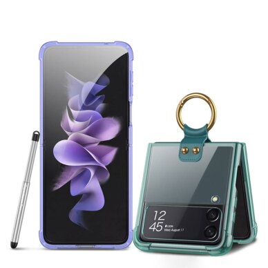 Samsung FLIP4 5G GKK RING nugarėlė plastikas+silikonas with PEN skaidri/violetinė 3
