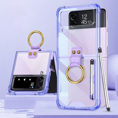 Samsung FLIP4 5G GKK RING nugarėlė plastikas+silikonas with PEN skaidri/violetinė