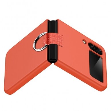 Samsung FLIP4 5G Tracy matinė oranžinė plastikinė su žiedu nugarėlė 2