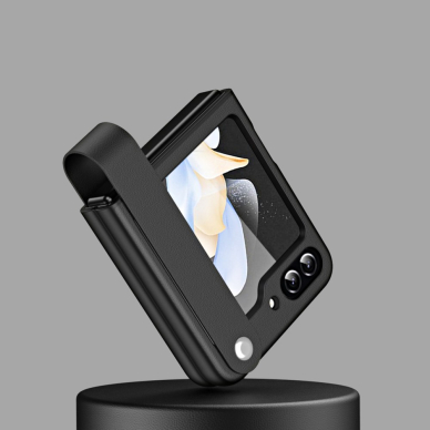 Samsung FLIP5 5G Tracy matinė juoda plastikinė Finger Strap nugarėlė 1