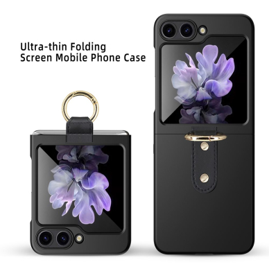 Samsung FLIP5 5G Tracy matinė juoda plastikinė su žiedu nugarėlė 3