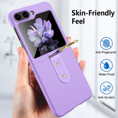 Samsung FLIP5 5G Tracy matinė juoda plastikinė su žiedu nugarėlė 5