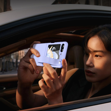 Samsung FLIP5 5G Tracy matinė rausva plastikinė Finger Strap nugarėlė 4