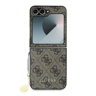 Samsung FLIP6 5G brown PU Leather 4G Charm GUESS nugarėlė 1