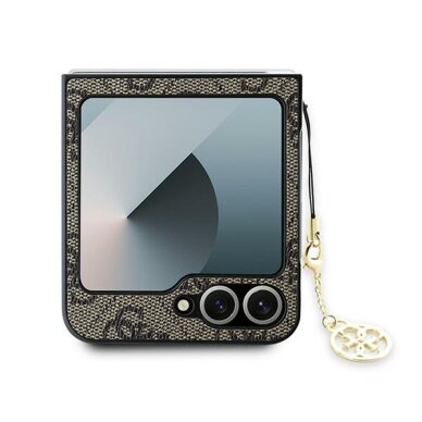 Samsung FLIP6 5G brown PU Leather 4G Charm GUESS nugarėlė 2