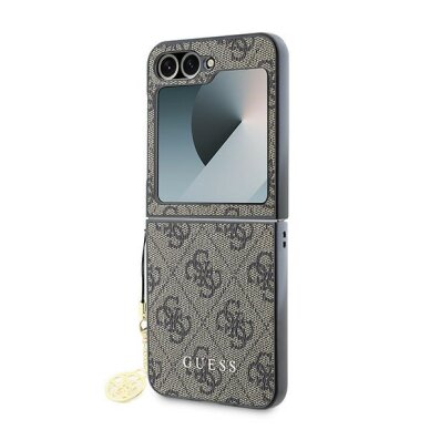 Samsung FLIP6 5G brown PU Leather 4G Charm GUESS nugarėlė 5