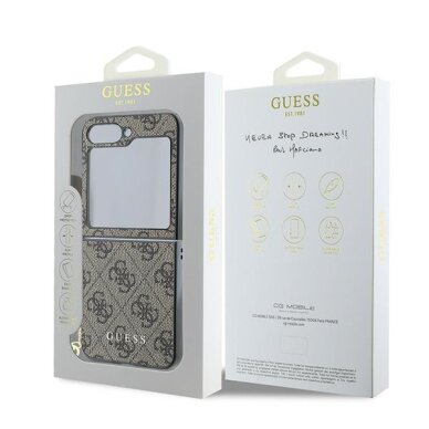 Samsung FLIP6 5G brown PU Leather 4G Charm GUESS nugarėlė 7
